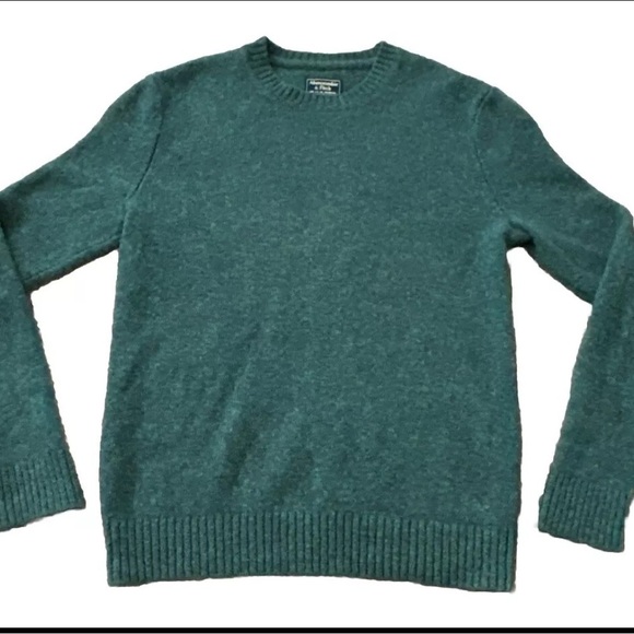 VTG Abercrombie & Fitch Women’s Holiday Green 100% Wool Sweater Crew Neck Sz Med - Picture 1 of 3